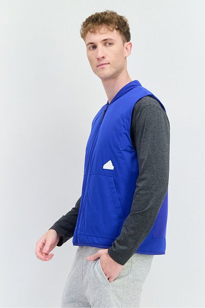 adidas Men Sportswear Fit Sleeveless Outdoor Jacket Vest, Blue