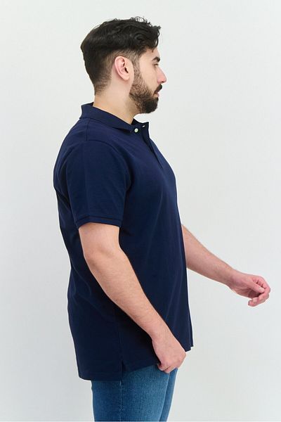 GAP Men Regular Fit Plain Short Sleeves Polo, Navy