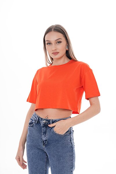 ŞİMAL Γυναικείο κοντό μπλουζάκι με λαιμόκοψη 250024 -