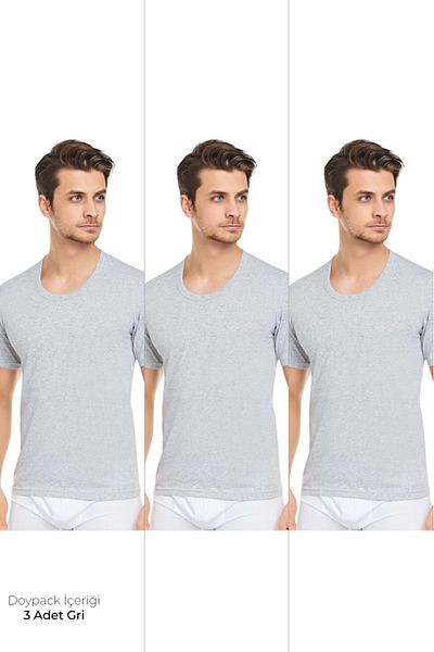 CENNETOĞLU Men's 3-Piece Crew Neck Undershirt in Special Package