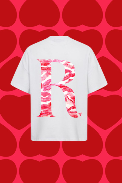 Dupe Design Letter R Kiss Printed Oversize Unisex T-Shirt