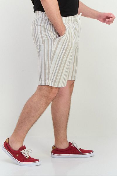 Algspar Men Stripe Basic Shorts, White