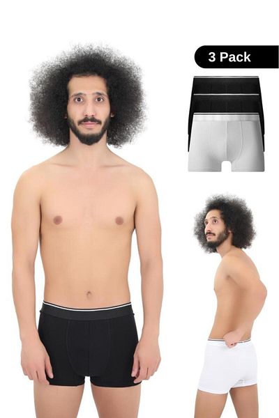andredimoda Men's 3-Piece Boxer, 1st Class Fabric, Premium Package, Special Design. Plain Lycra Boxer Shorts Dowry Gift