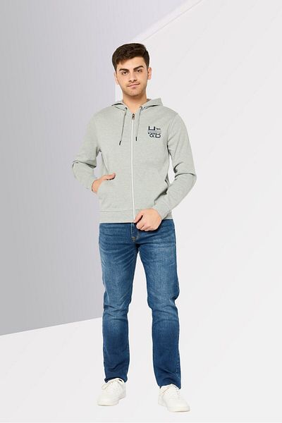 Harmont & Blaine Men Hooded Brand Logo Long Sleeves Sweatshirt, Light Grey