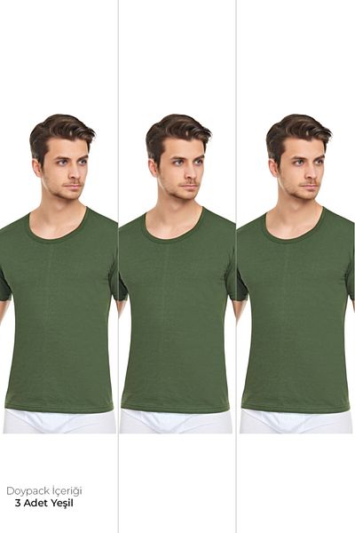 CENNETOĞLU Men's 3-Piece Crew Neck Undershirt in Special Package