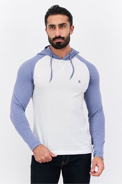 French Connection Men Hooded Long Sleeves Brand Logo T-shirt, White