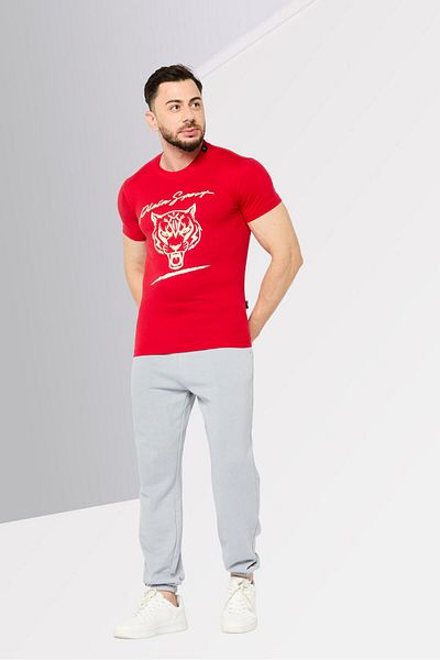 Plein Sport Men Sportswear Fit Short Sleeve Outdoor T-shirt, Red