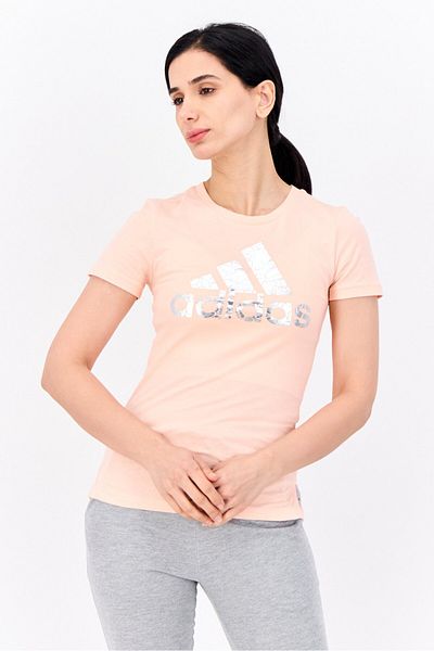 adidas Women Sportswear Fit Short Sleeves Outdoor Top, Light Peach