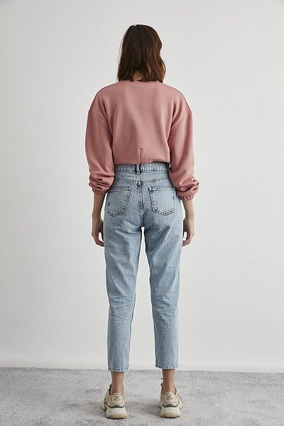 LİMABEL Gizem Milano Talie înaltă Julia Tanya Denim albastru anii 90 - Lycra și spălat cu zăpadă (este un model exact)