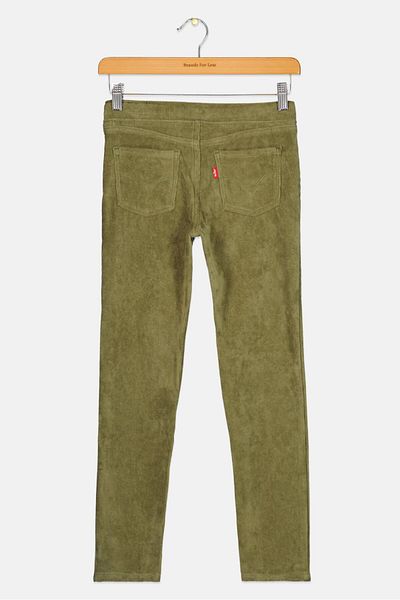 Levi's Kids Girl Textured Corduroy Pull On Jeggings, Olive