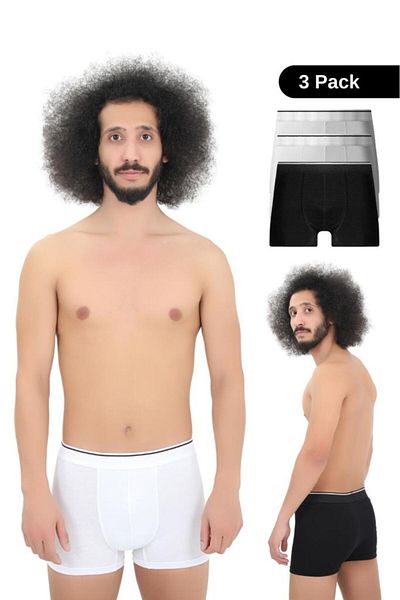andredimoda Ανδρικό Boxer 3 τεμαχίων, Ύφασμα 1ης Κατηγορίας, Premium Πακέτο, Special Design. Απλό Lycra Boxer Shorts Προίκα Δώρο
