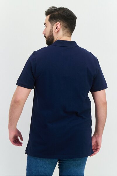 GAP Men Regular Fit Plain Short Sleeves Polo, Navy