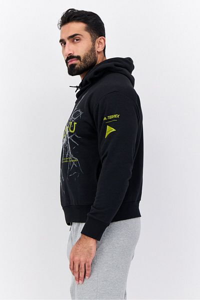 adidas Men Sportswear Fit Long Sleeve Outdoor Hoodie, Black Combo