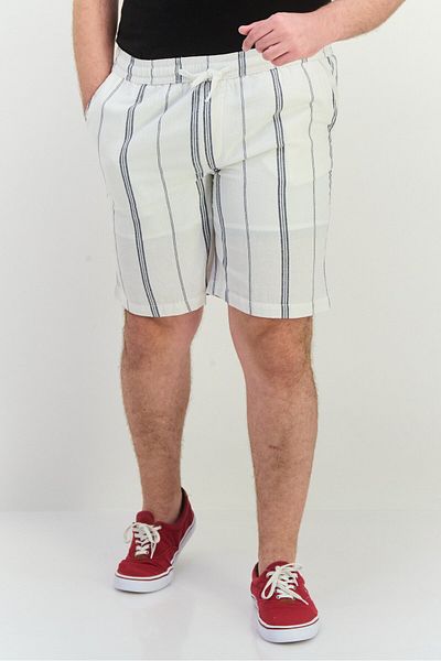 Algspar Men Regular Fit Stripe Drawstring Shorts, White