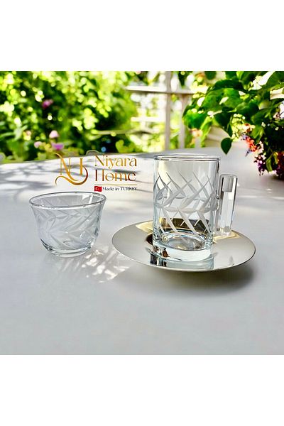 Paşabahçe طقم شاي وقهوة فاخر 18 قطعة