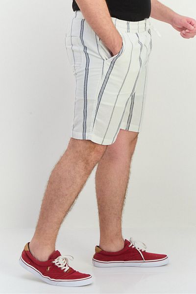 Algspar Men Regular Fit Stripe Drawstring Shorts, White