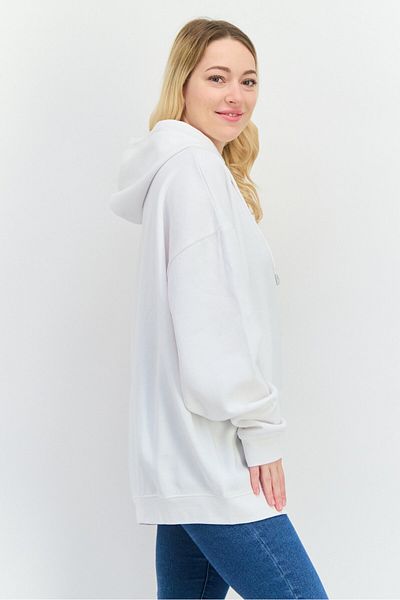Juice Women Hooded Solid Long Sleeve Sweatshirt, White