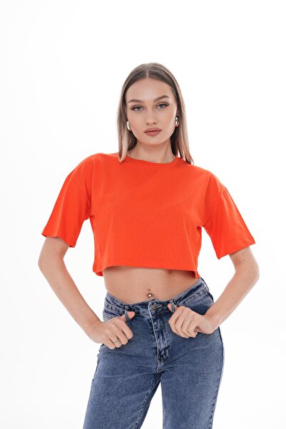 ŞİMAL Γυναικείο κοντό μπλουζάκι με λαιμόκοψη 250024 -