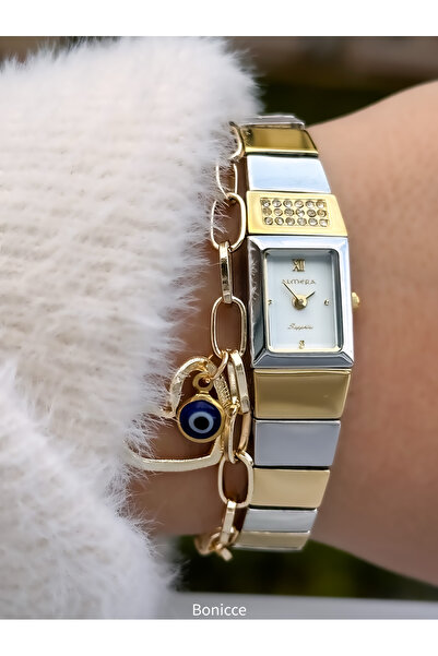 Almera GOLD-GÜMÜŞ Çelik Kordon Vintage Minimal VIP Tasarım Kadın Kol Saati Ka...