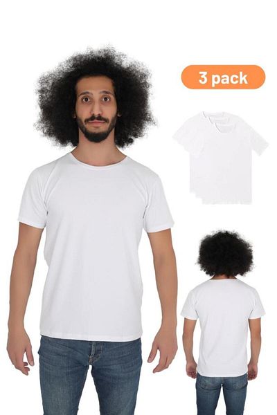 CNT Tricou bărbătesc cu mânecă scurtă, slim, cu decolteu, 3 piese