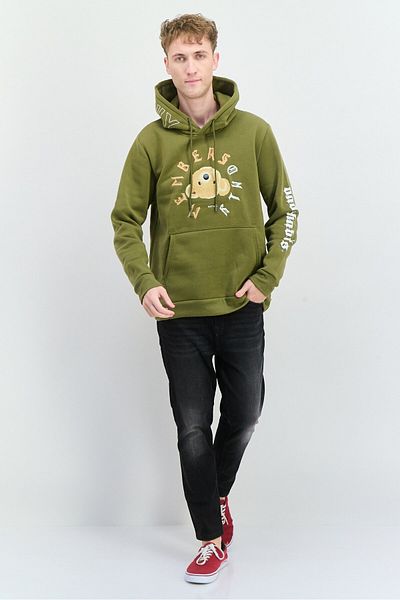 Members Only Men Hooded Embroidered Long Sleeves Sweatshirt, Olive