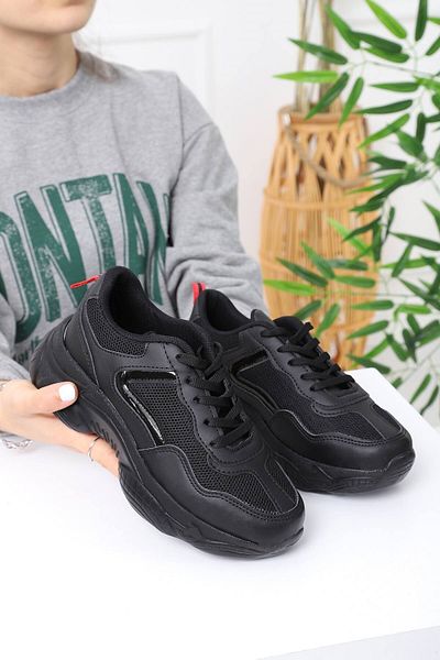 ALTUNTAŞ Snekars albi unisex - pantofi sport casual cu toc negru