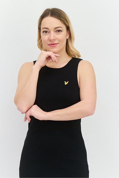 Lyle & Scott Women Embroidered Logo Midi Dress, Black