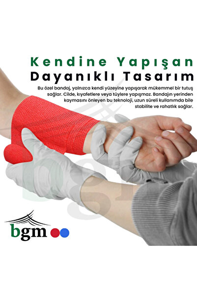 bgm Elastik Kendinden Yapışkanlı Bandaj  10cm X 4.5m Coban Bandajı Sporcu Bandı Elastik Bandaj