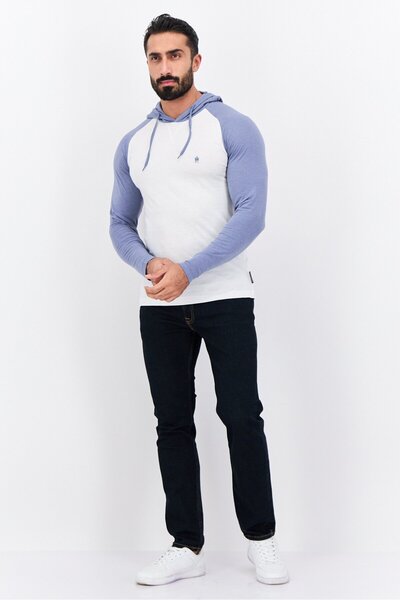 French Connection Men Hooded Long Sleeves Brand Logo T-Shirt, White