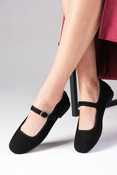 Mio Gusto Inna Black Color Banded Women's Ballerinas