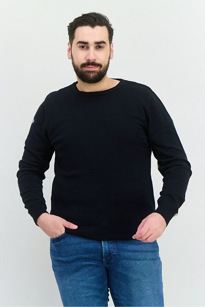 French Connection Men Crew Neck Plain Long Sleeves Sweatshirt, Black