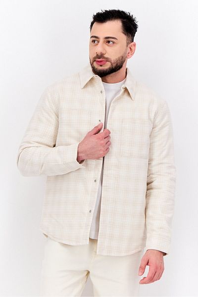 Calvin Klein Men Plaid Jacket Shirt, Off White