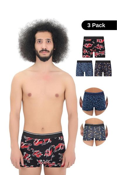 andredimoda Ανδρικό Premium Pack 3 Boxer - 1ο Πανί Κατηγορίας, Ειδικό Σχέδιο, Δώρο Προίκας Απλό Lycra