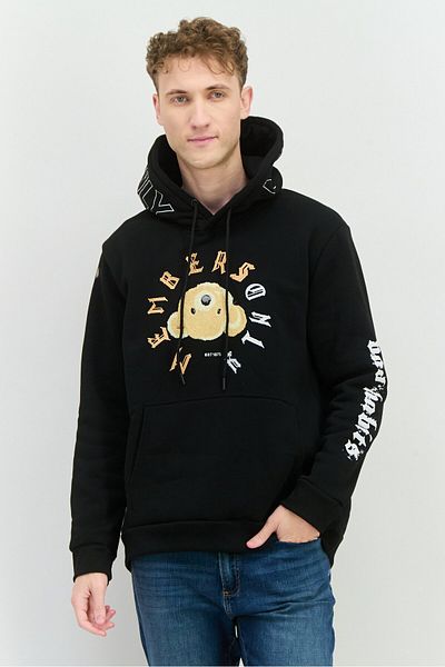 Members Only Men Hooded Embraided Long Sleeves Sweatshirt, Black