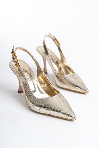 Redoxy Women's Ankle Strap Wide Metal Buckle Detailed Patent Leather Stiletto