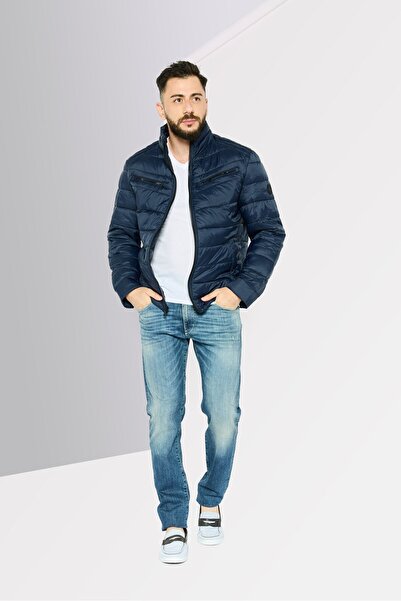 Michael Kors Men High Neck Quilted Softshell Jacket, Blue