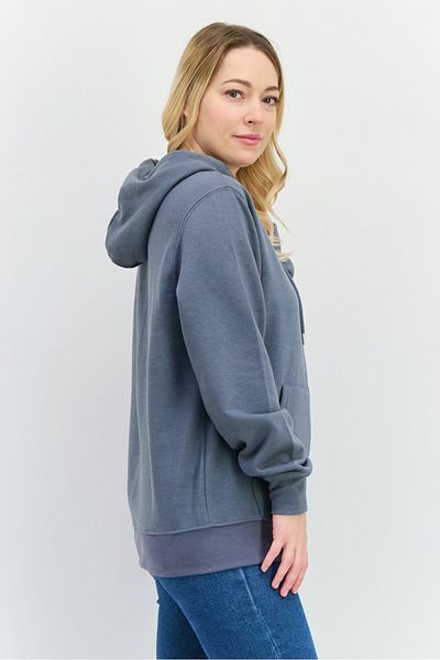 Crosshatch Women Hooded Solid Long Sleeve Sweatshirt, Dark Grey