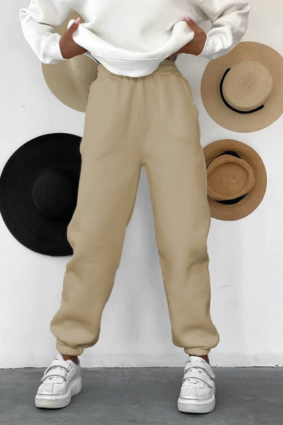 ışıltıbutik Γυναικεία χειμερινή φλις φούτερ τριών κλωστών με ψηλόμεσο