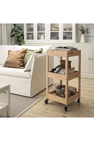 IKEA servis arabası, çam, 38x38x82 cm