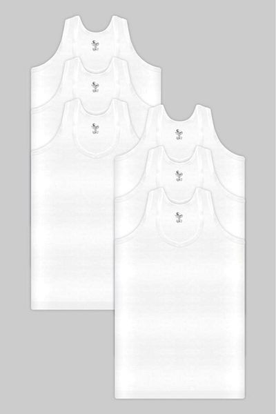 CENNETOĞLU 6 Pieces 100% Cotton White Boy Undershirt 1stClass Fabric Quality
