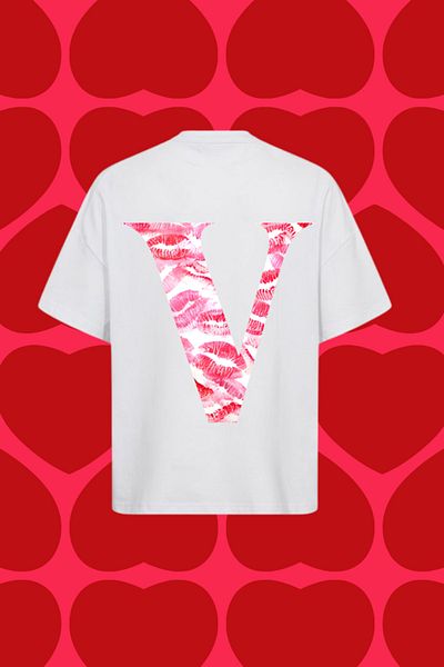 Dupe Design Μπλουζάκι Unisex με γράμμα V Letter Kiss Printed Oversize