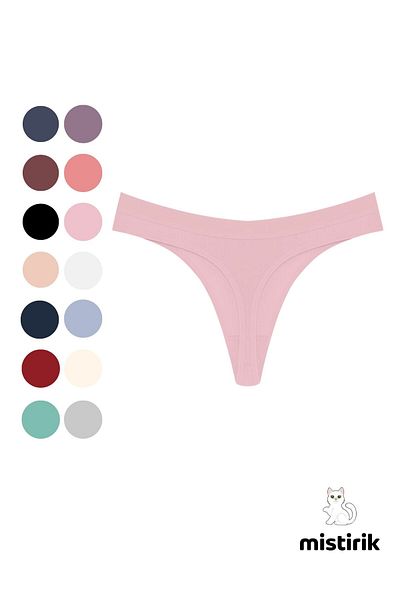 MİSTİRİK Paulo Model Ribbed Stretchy Fabric String Thong Light Pink Color