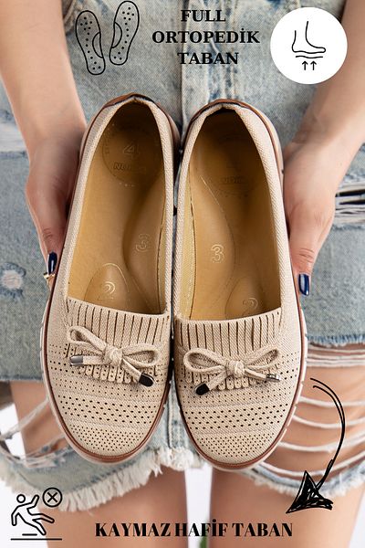 Slipcat Women's Mother's Shoes with Holes and Bows - Casual Babet
