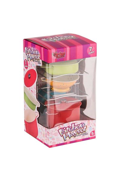 KdrElektronik Enamel Pot Pan Set with Giant Colorful Shelf 7 Pieces Creative and Stylish Kitchen Set