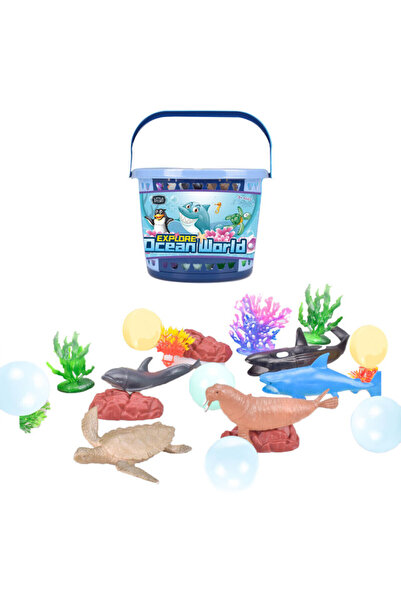 Little Story مجموعة دلو عالم المحيط مكونة من 21 قطعة، 5 قطع مع حيوان بحري، و5...
