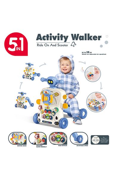 TEKNUM 5-IN-1 Baby Walker/Learning Table Mode/Game Panel Mode/Scooter Mode/Roller Coaster Mode w/ Music