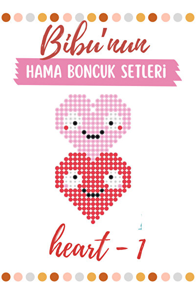 BibuPunch طقم خرز هاما على شكل قلب باللونين الأحمر والوردي
