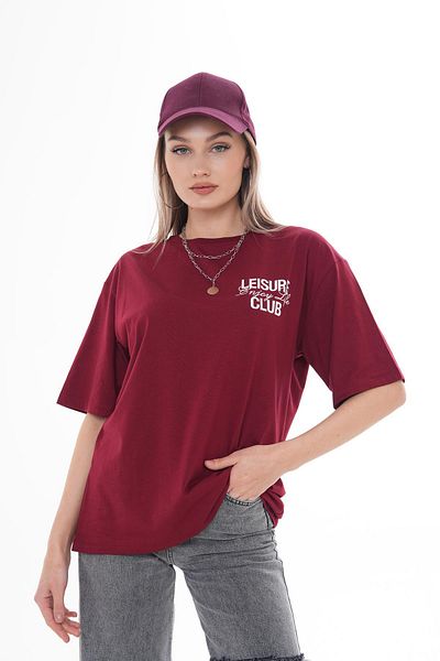 ŞİMAL Tricou oversize pentru damă, cu imprimeu la spate, cu decolteu 250111   -