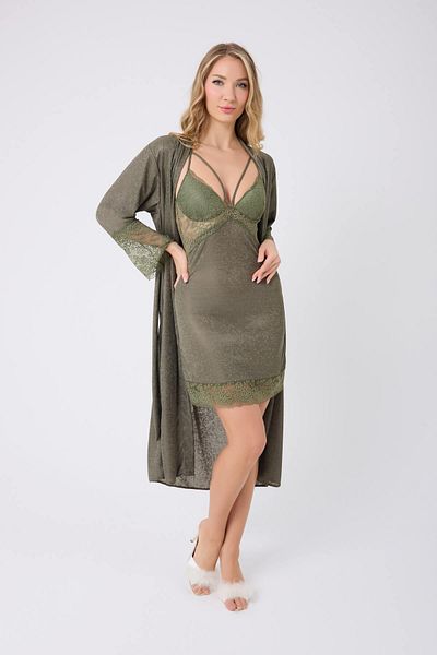 GIONA Luxury Woven Fabric Double Nightgown and Dressing Gown Set