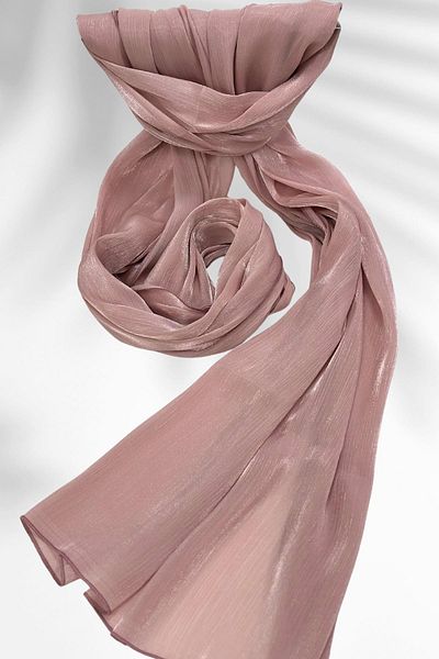 Amine Hüma Satin Textured Janjan Evening Dress Shawl 75*180 Dusty Rose